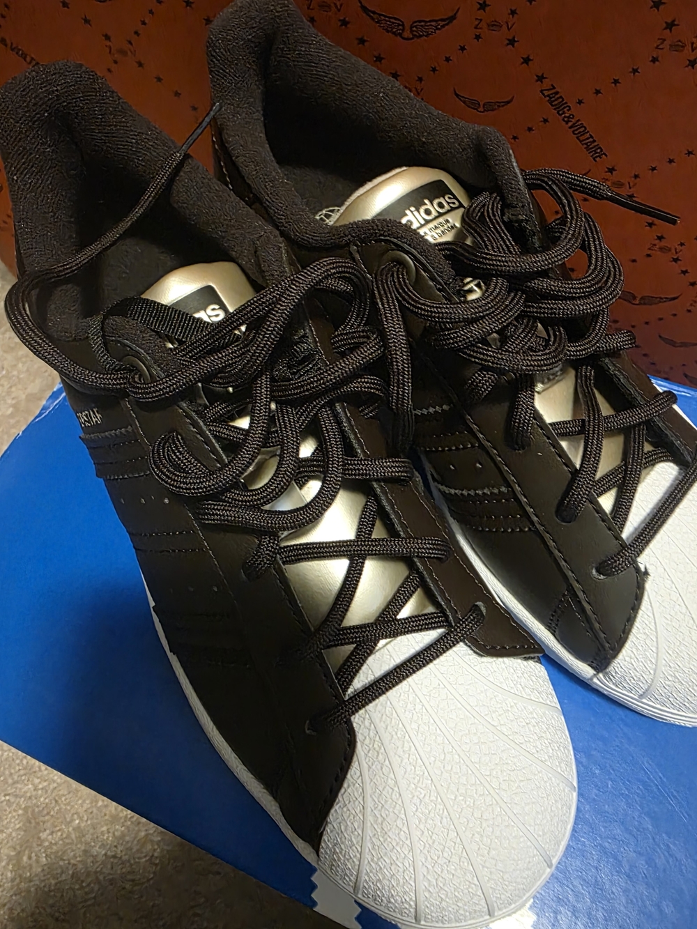 adidas Men’s Black and White Shell-Toe Sneakers